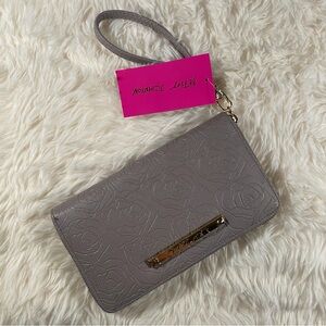 Betsey Johnson Textured Gray/Taupe Wristlet/wallet